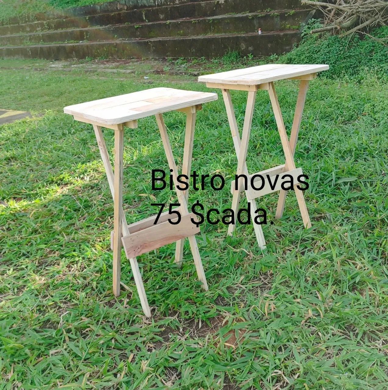 Mesas altas bistrô,, novas. 75$ cada