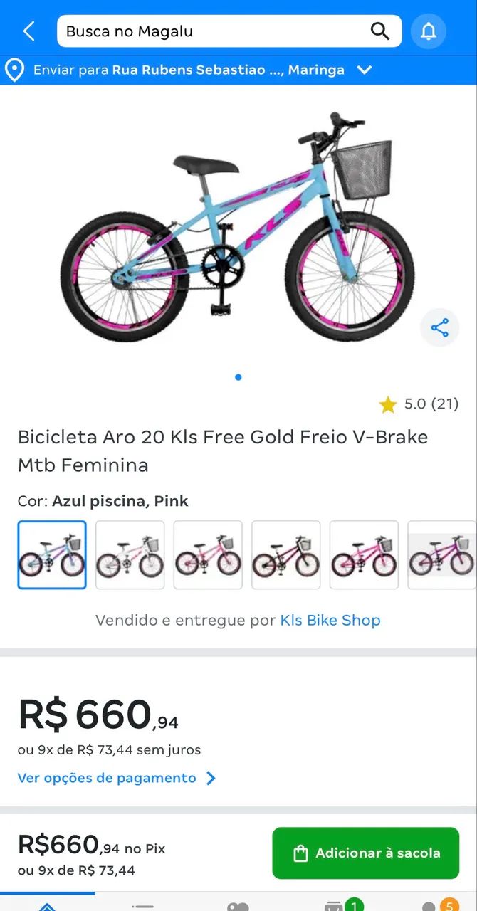 Bicicleta Infantil Feminina Aro 20 Semi Nova - Foto 3