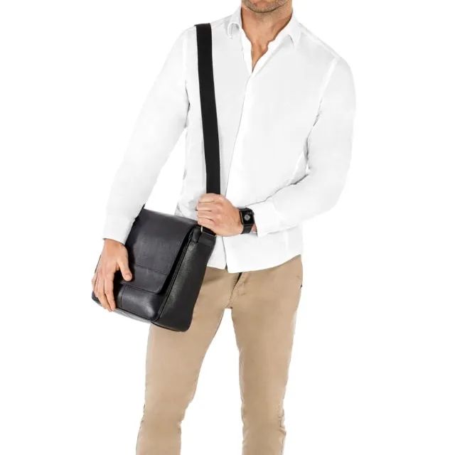 Bolsa Transversal Notebook 16" Couro Preto - Foto 2