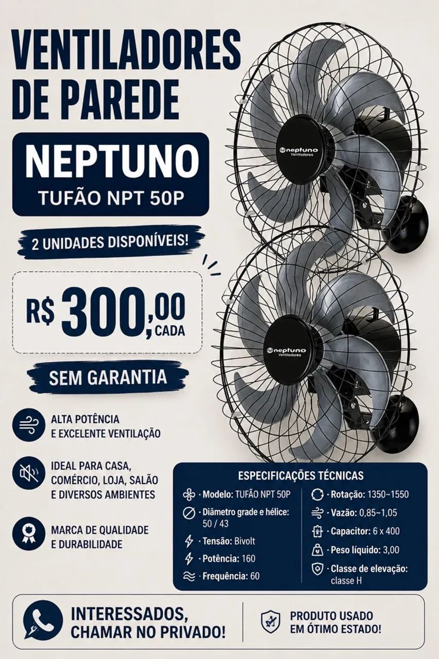 Vendo ventiladores de parede Neptuno 