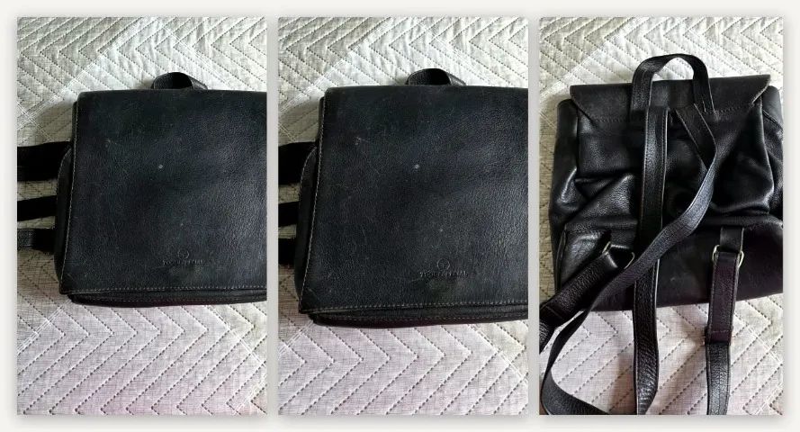 Mochila preta em couro legítimo - Foto 2