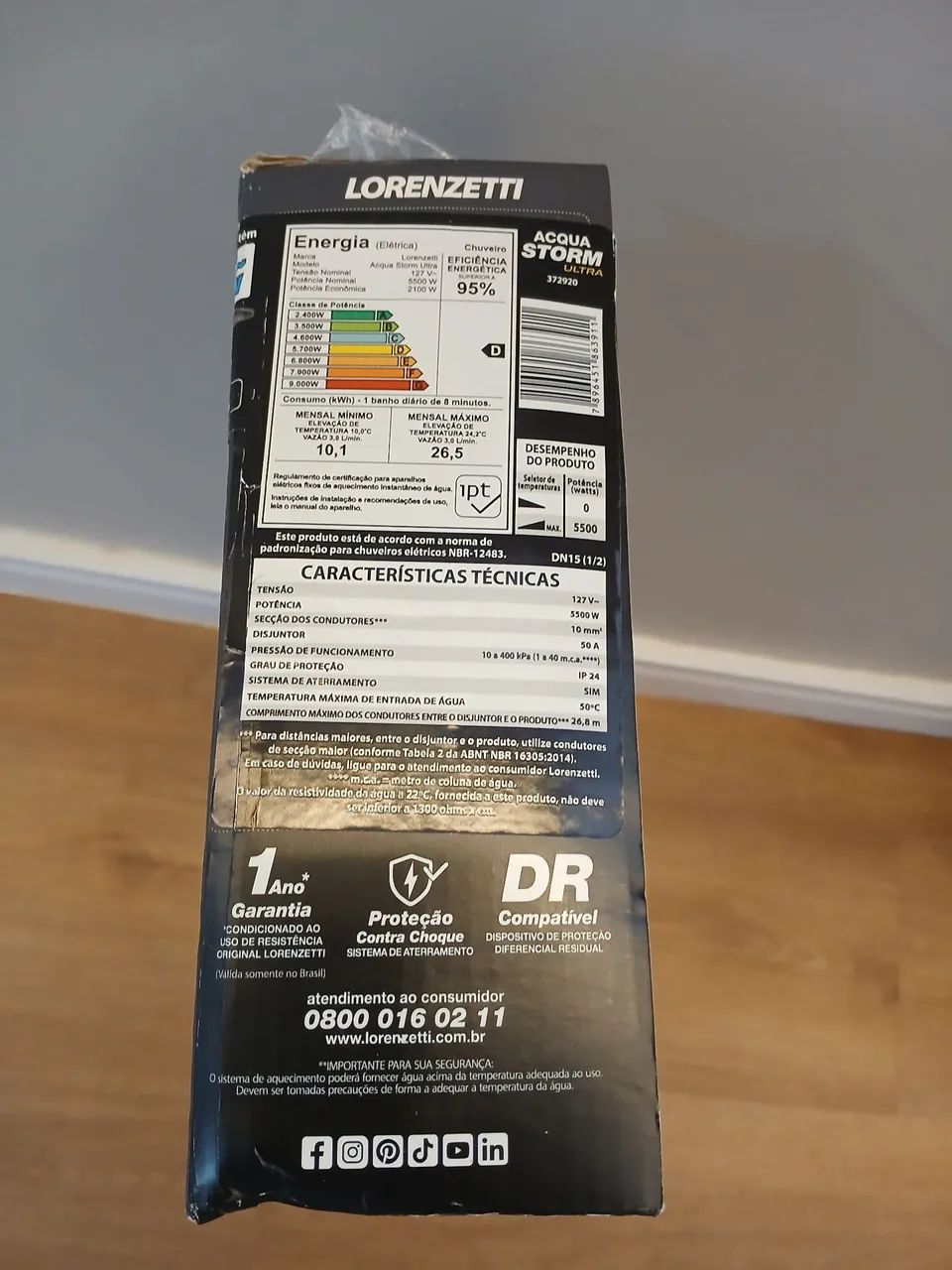 Chuveiro Eletrônico Lorenzetti Acqua Storm Preto 5500W 127v - Foto 4