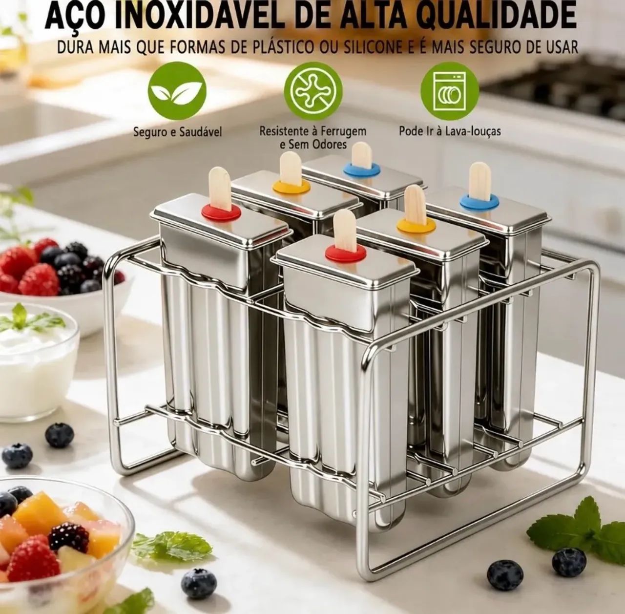 Forma de sorvete Picolé Aço Inoxidável  - Foto 4