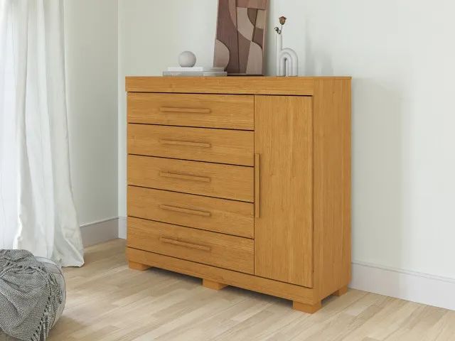 Comoda 1.20 cm Rayane 100% MDF, 05 Gavetas e 01 Porta (Nova)