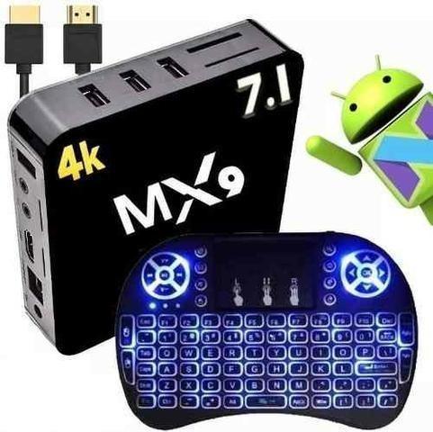 Kit Tv Box 4k Android 7.1 Mx9 Quad Core + Mini Teclado
