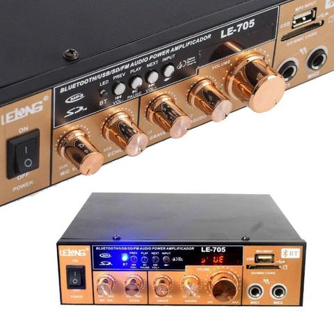 Mini Amplificador de Som Bluetooth Karaoke Le-705 Lelong 110v Usb Cartão Mp3 Fm 2 Canais - Foto 6
