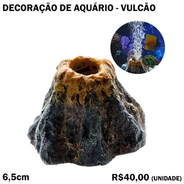 Vulcão Decoração de Aquário Arejador