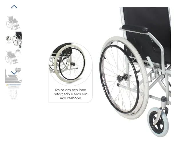 Cadeira de Rodas Dobrável em Aço até 100 Kg ( entrega imediata ) *