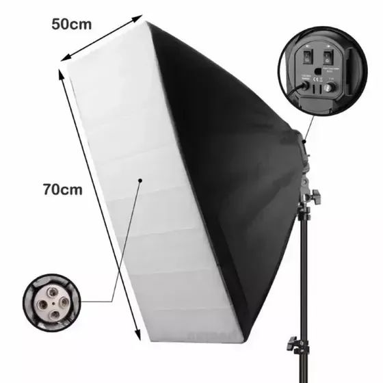 Kit 2 Soft Box Soquete E27 Quadruplo 50 X 70 + 2 Tripés 2m - Lucas Cell - Foto 3