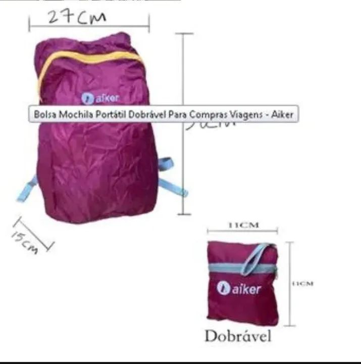 Mochila dobrável à prova d'água Aiker para viagens, caminhadas e uso diário - Azul - Foto 2