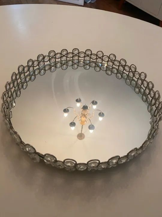 Bandeja de espelho e cristal - Foto 2