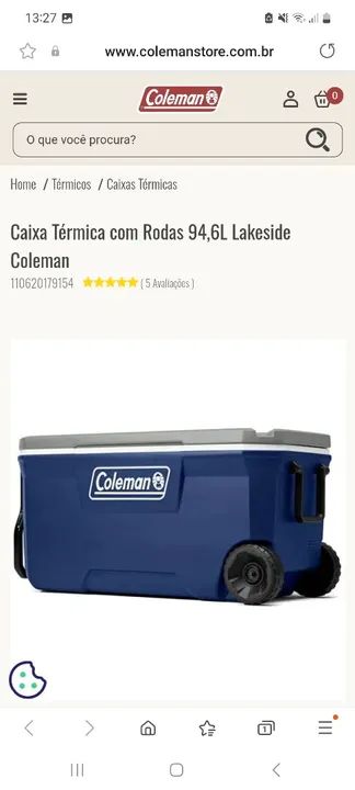 Caixa Térmica com Rodas 94,6L Lakeside Coleman , 160 latas - Foto 3