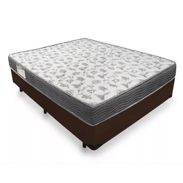 Base Box Casal Marrom com Colchão Casal D33 Ortobom - Entrega Rápida! 