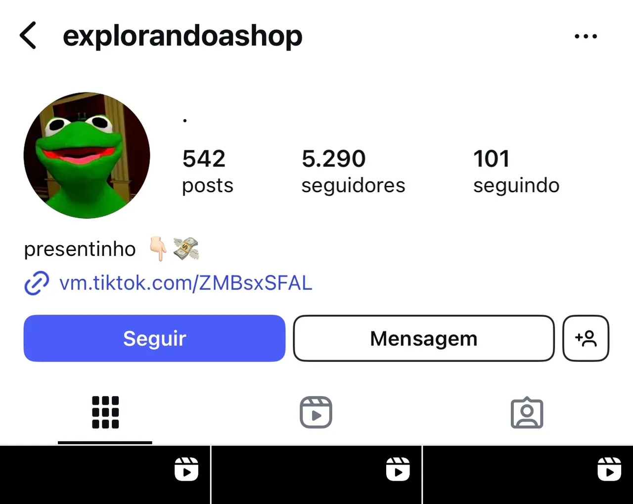 Página do Instagram a venda