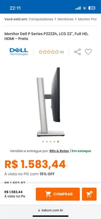 Monitor Dell P2222h 22'' Full HD HDMI - Novo - Foto 2