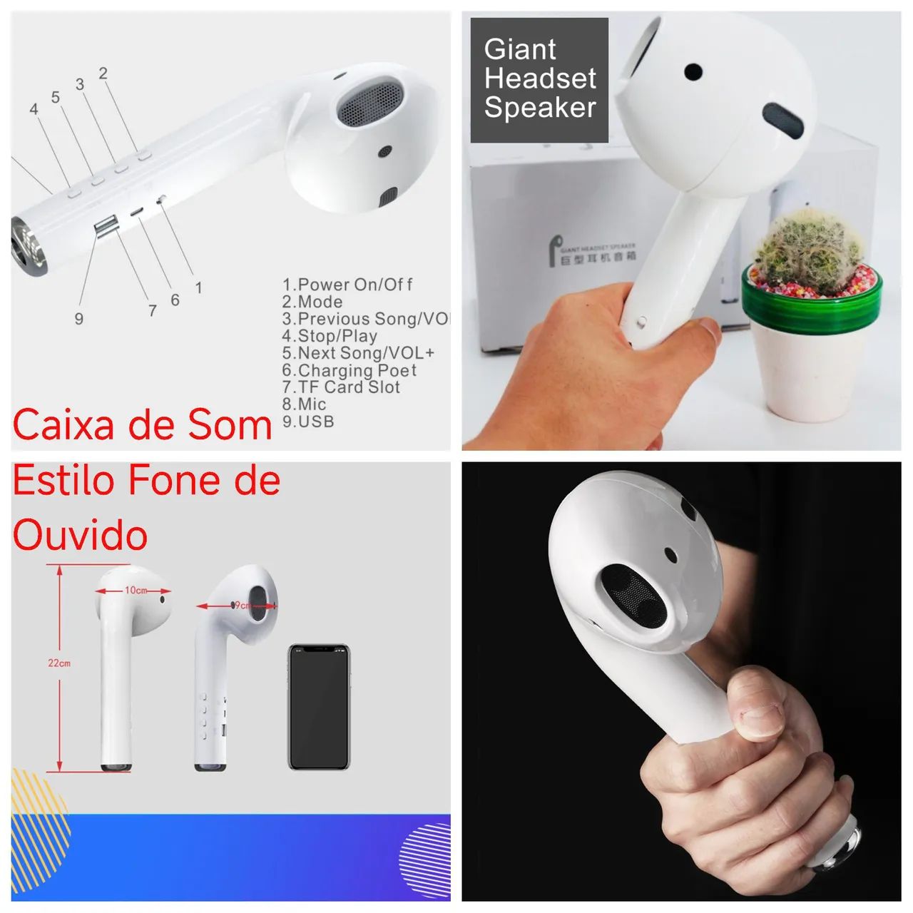Caixa de Som Bluetooth Estilo Fone de Ouvido