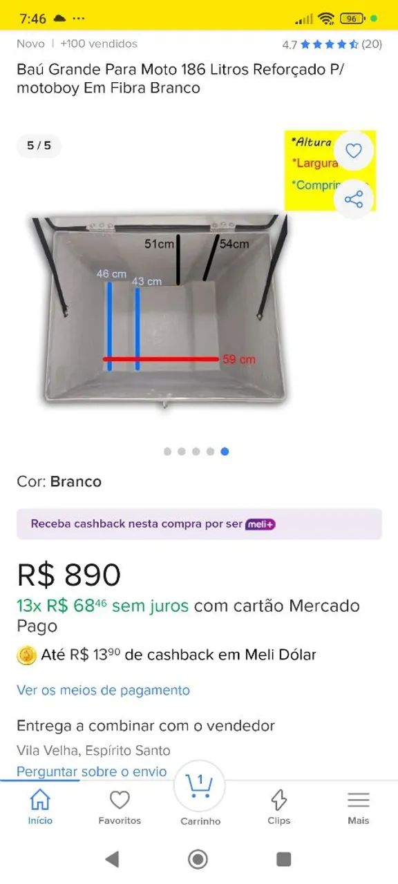 Baú moto grande, gigante  - Foto 6