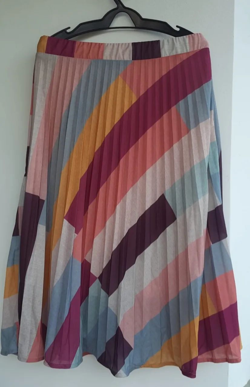 Saia plissada multicolorida Celini