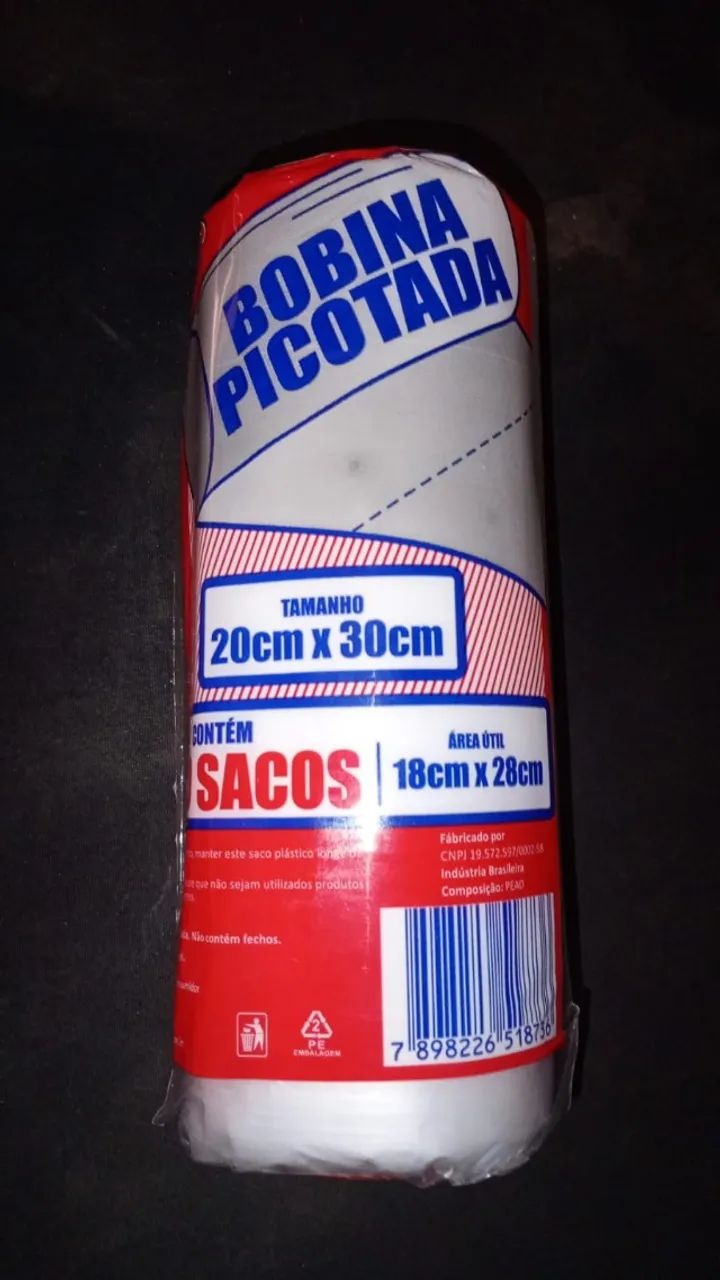Rolo sacola de mercado - Bobina picotada c/ 500un