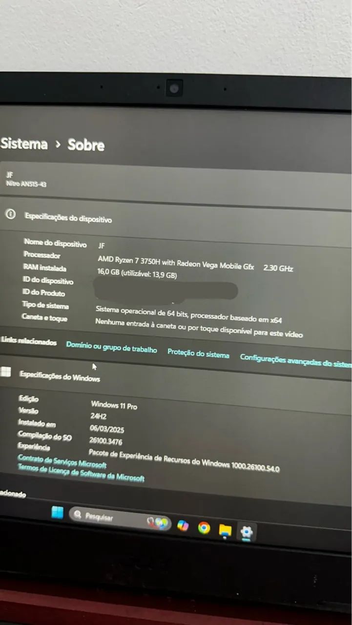 Acer Nitro 5 AMD R7 3750H 16GB