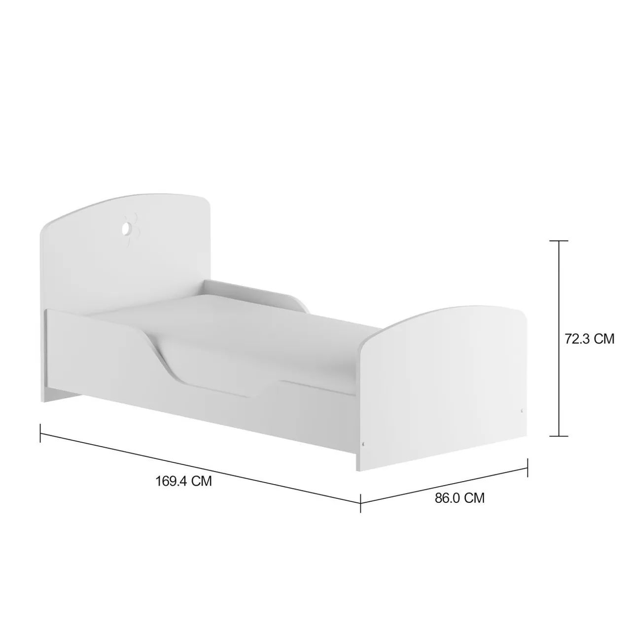 Cama Infantil Branca com Grade de Proteção + Colchão 