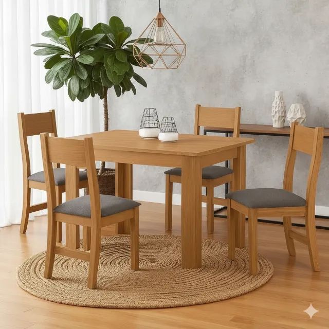 Mesa de Jantar Palace com Cadeiras Brisa Grafite (FRETE GRÁTIS)