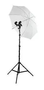 Kit Sombrinha Difusora Branca + Soquete Duplo E27 + Tripé<br> - Foto 3