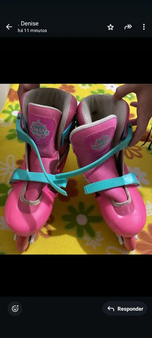 Patins Infantil - Rosa e Azul - Tamanho 33 - Foto 3