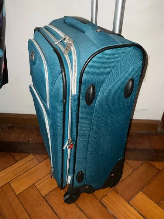 Mala de Viagem de mao de Rodinha - Azul - Foto 2