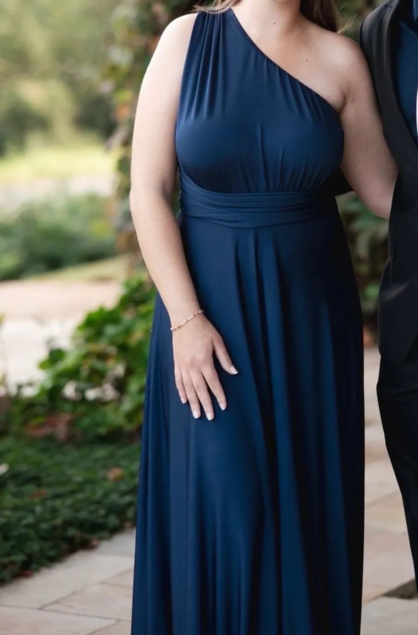 Vestido longo azul marinho elegante - Foto 2