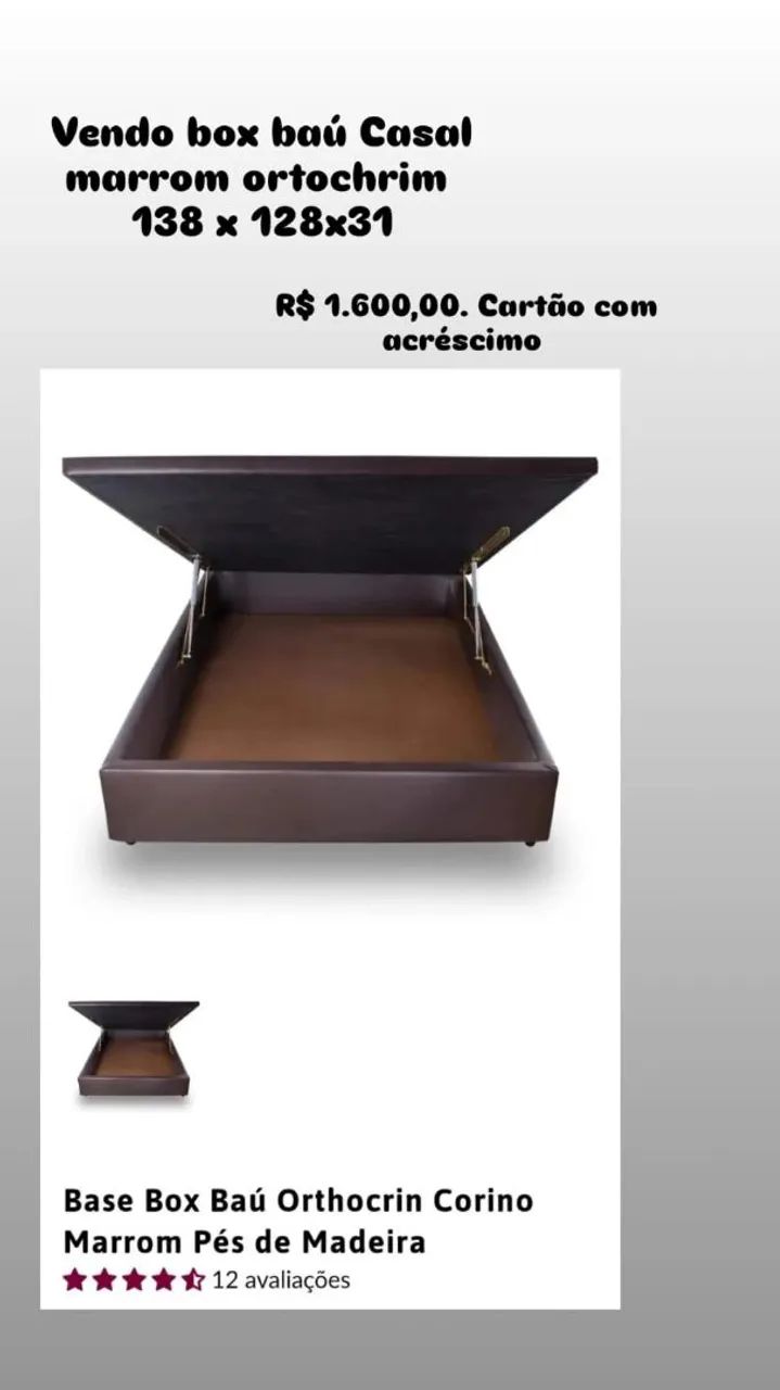Box Baú Casal Orthocrin Corino Marrom 138x128x31