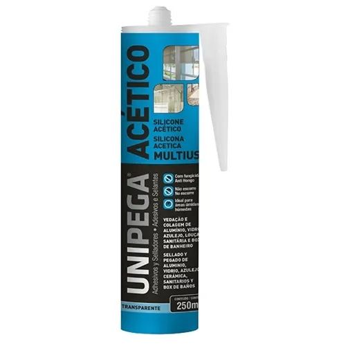 12 Silicone Acético Multiuso Adesivo Selante 250ml 240g Incolor - (UNIPEGA-Ref. 0509.0349)