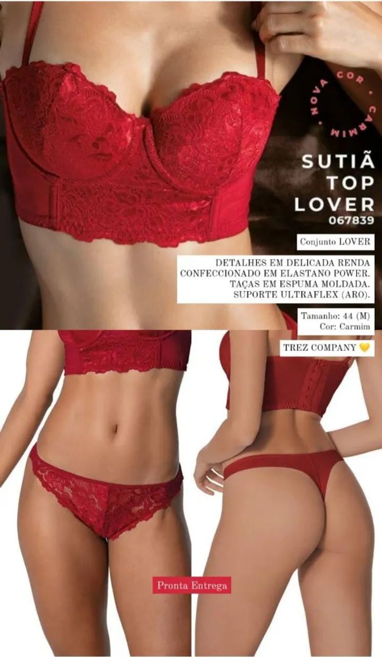 Conjunto DeMillus Top Lover Carmim - Foto 3