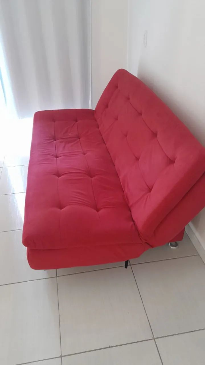 Sofá cama 3 lugares vermelho 