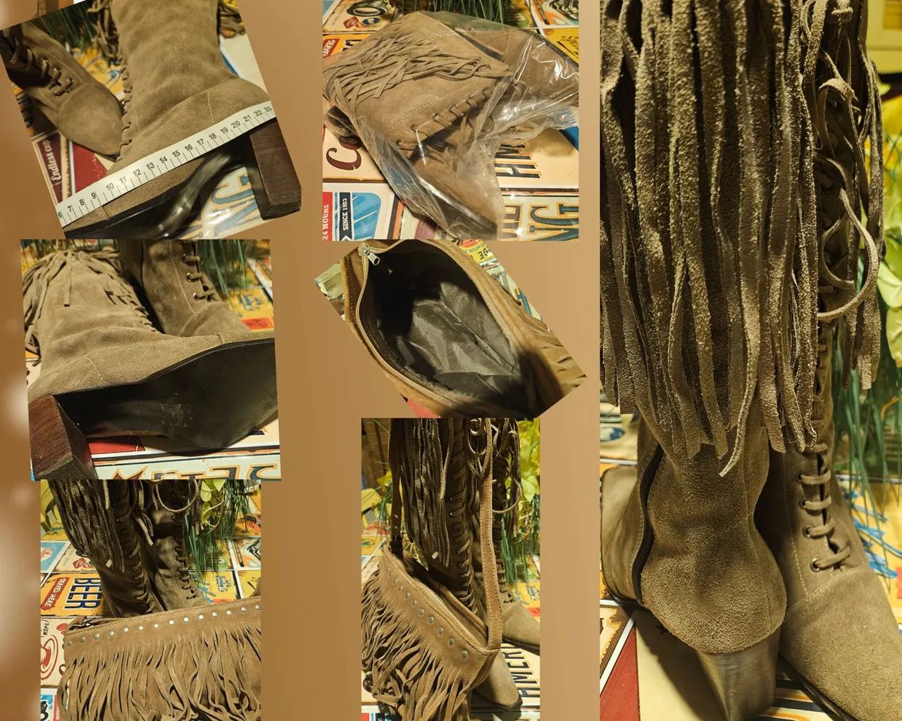 BOTA E BOLSA NOBUCK COM FRANJA CAQUES - Foto 3