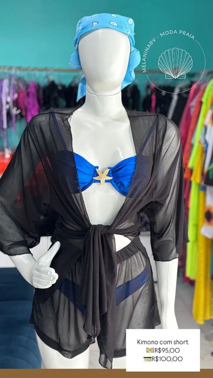 Kimono com short de praia
