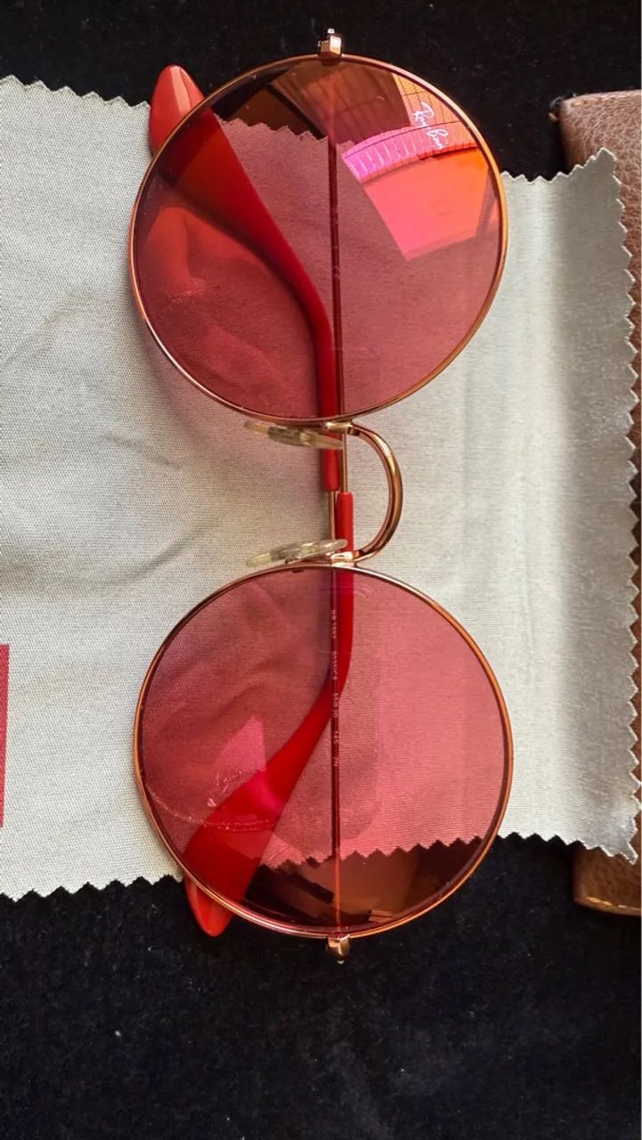 Óculos de Sol Ray-Ban Redondos Vermelhos - Foto 3