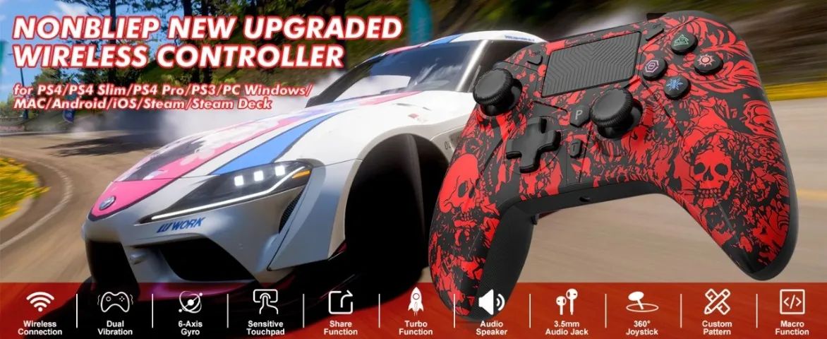 ps5/ps4/ps3/switch/android/pc gamepad sem fio, efeito hall de vibração triba func - Foto 2