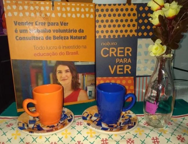 Último kit de xícara de Café Cafezinho com Pires Decorado 75ml cada Natura Crer para Ver