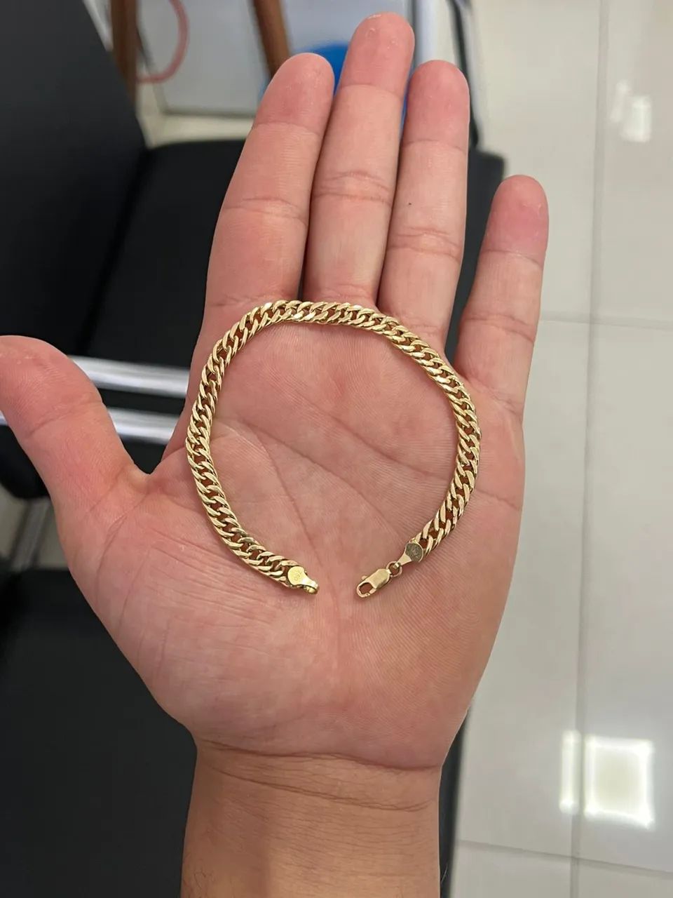 Pulseira Grumet Dupla fecho Mosquetão Ouro 18k  - Foto 2