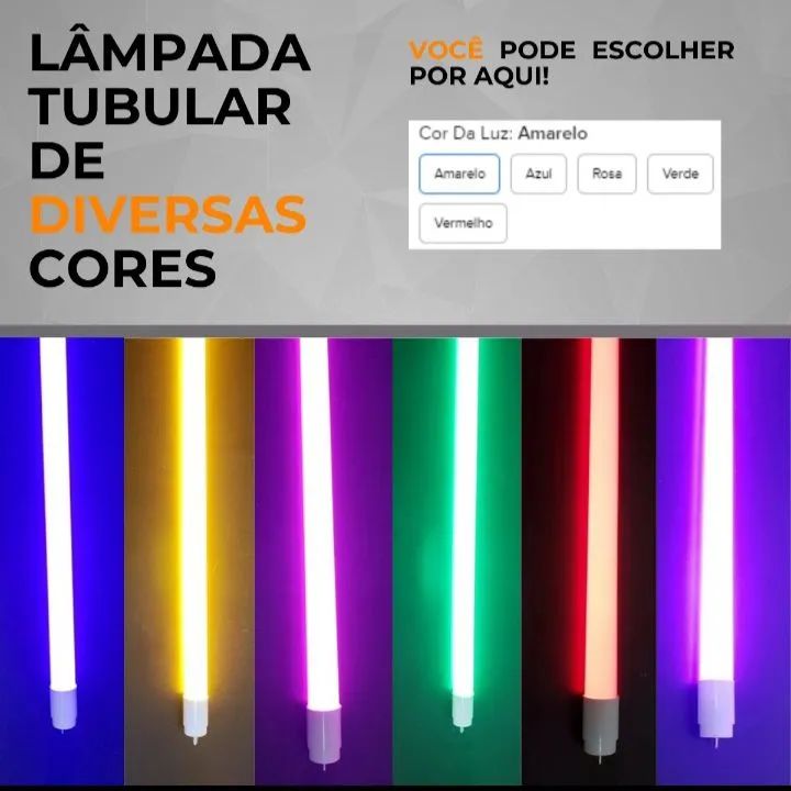 Lâmpada t8 1.20cm colorida 