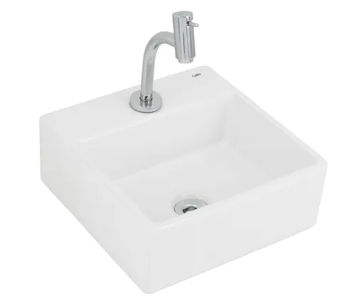 Kit Cuba de Apoio Branca + Torneira + Sifão + Flexível e Válvula 13,5x35x35cm Q6 Celite