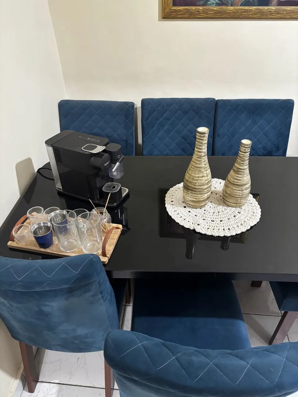Mesa de luxo com 6 cadeiras camurça  - Foto 4