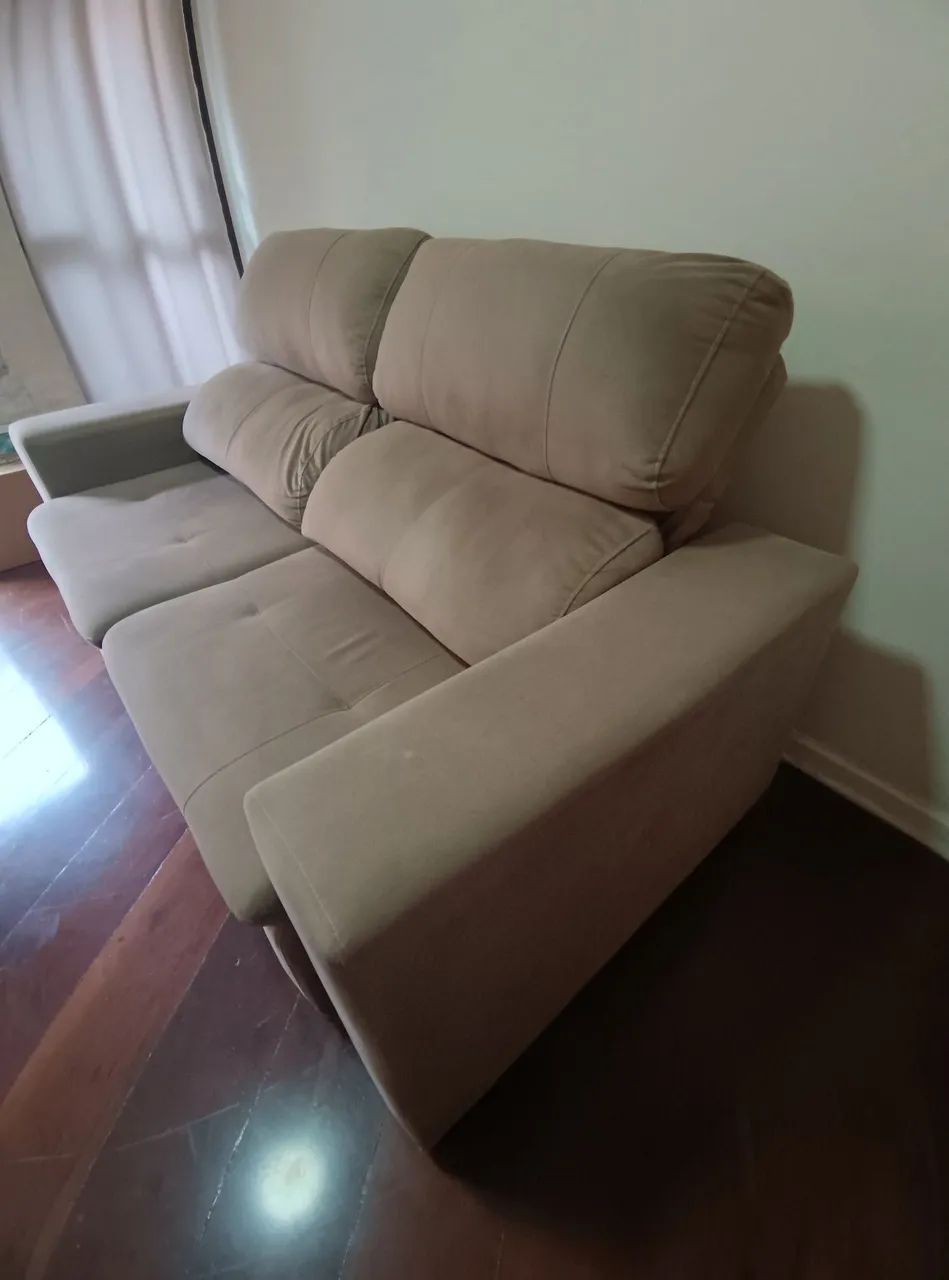 Sofá 2 lugares retrátil bege - Foto 2