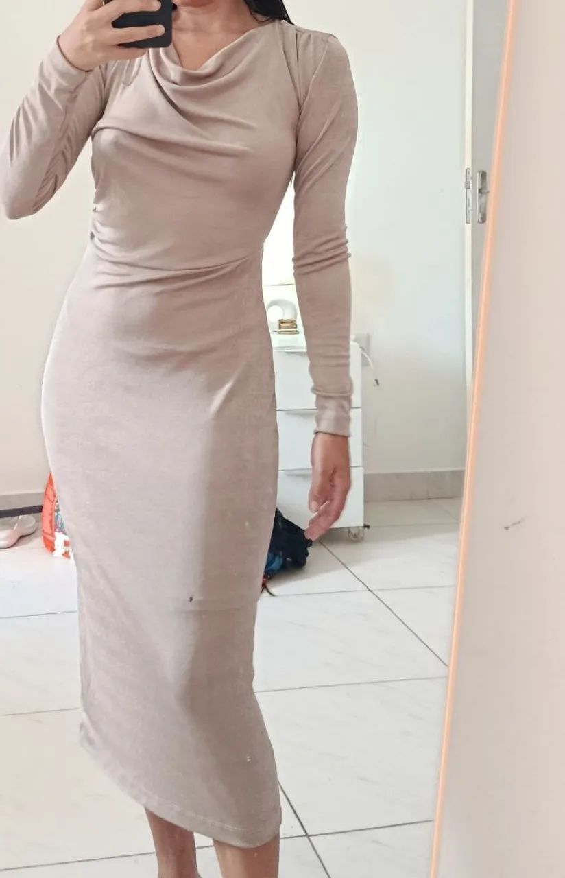 Vestido mid bege  - Foto 2