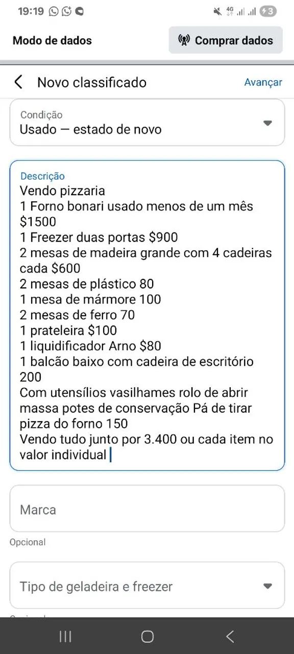 Vendo pizzaria 