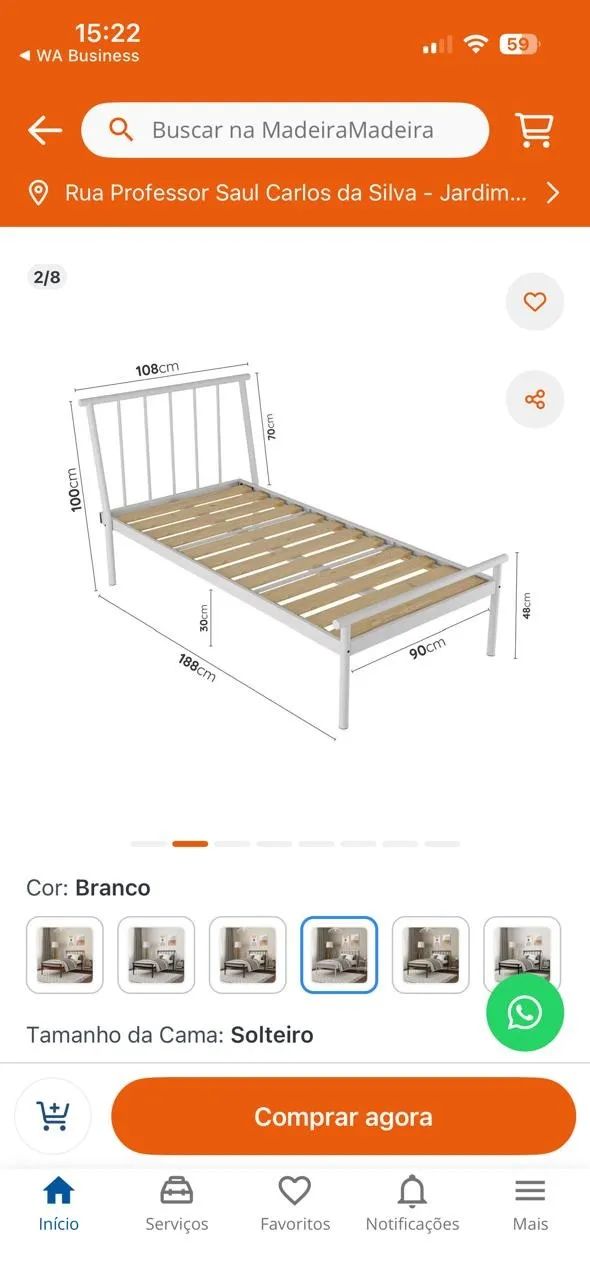 Cama de Solteiro Branca com Estrado de Madeira - Ótimo Estado - Foto 4