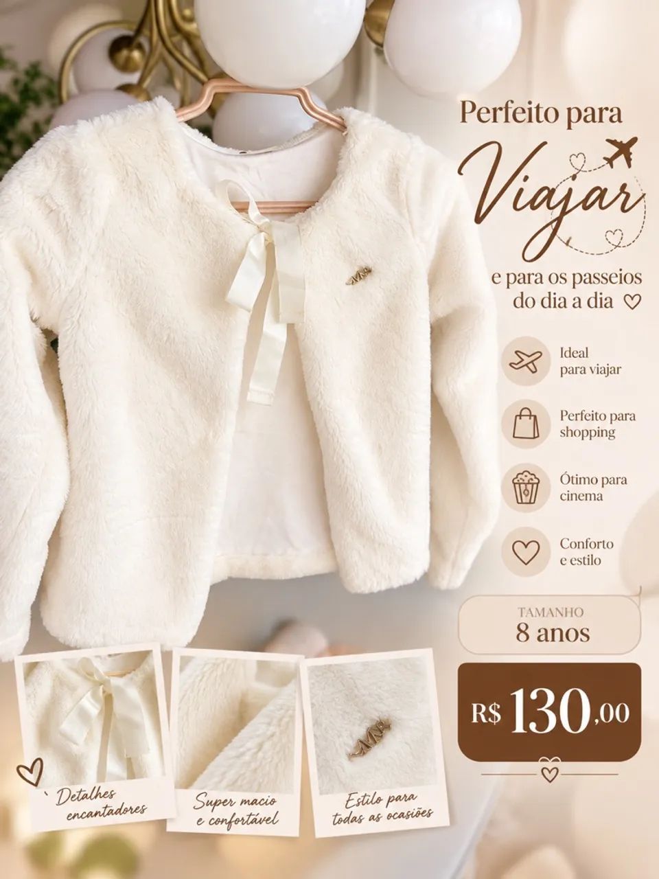 Casaco elegante estilo princesa 