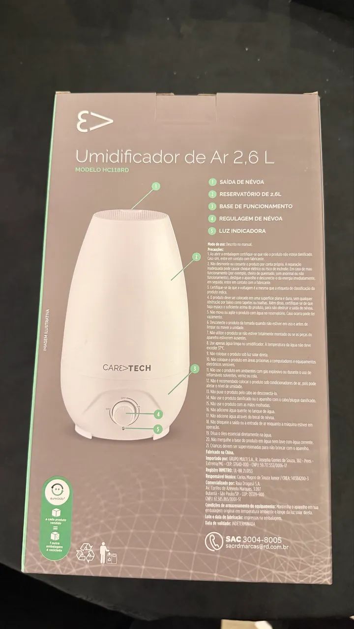 Umidificador de ar Care Tech 2,6 L - Foto 4