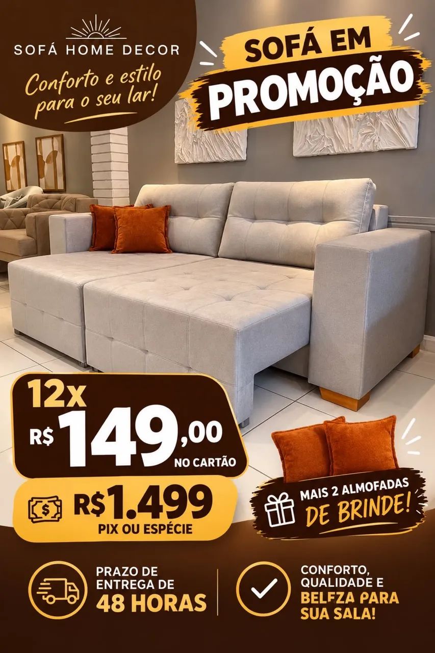 Sofá retrátil pronta entrega 